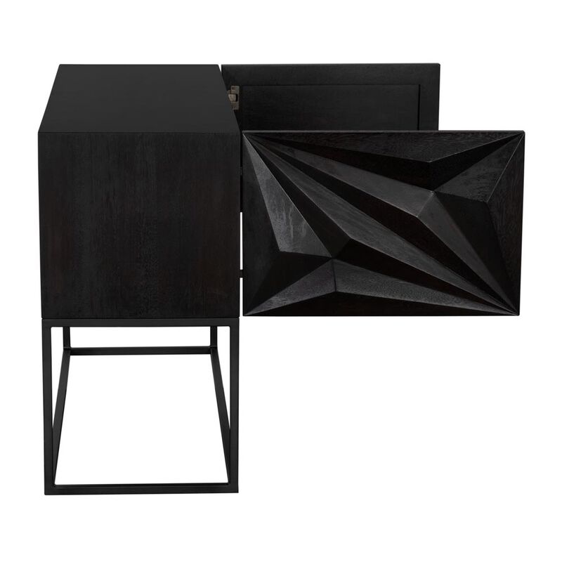 Small Zurich Console, Ebony Walnut with Steel