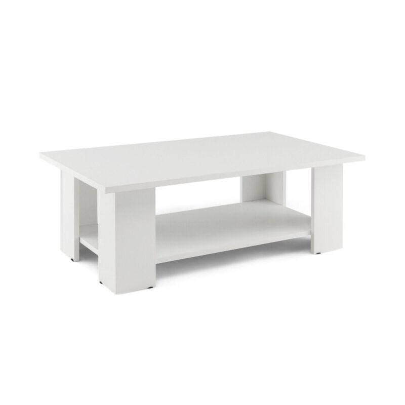 Hivvago Large 36 Inch 2-tier Wooden Modern Coffee Table with Storage Shelf