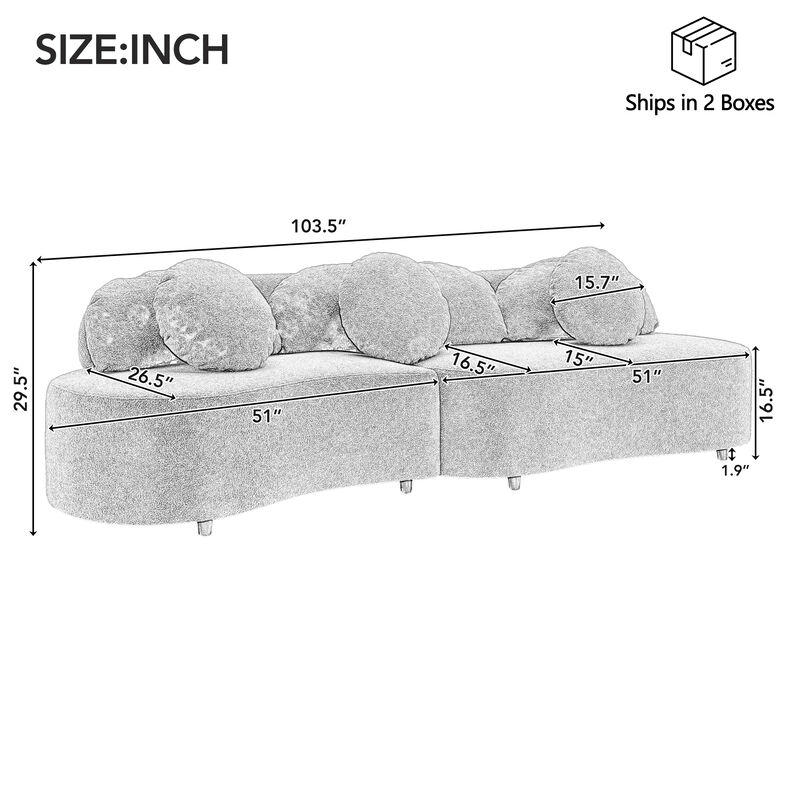 Merax Modern Curved Design Lamb Velvet Sofa