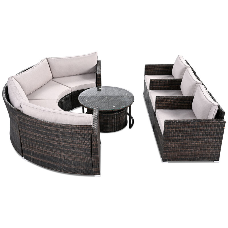 Merax Outdoor Half-moon Patio Sofa Set