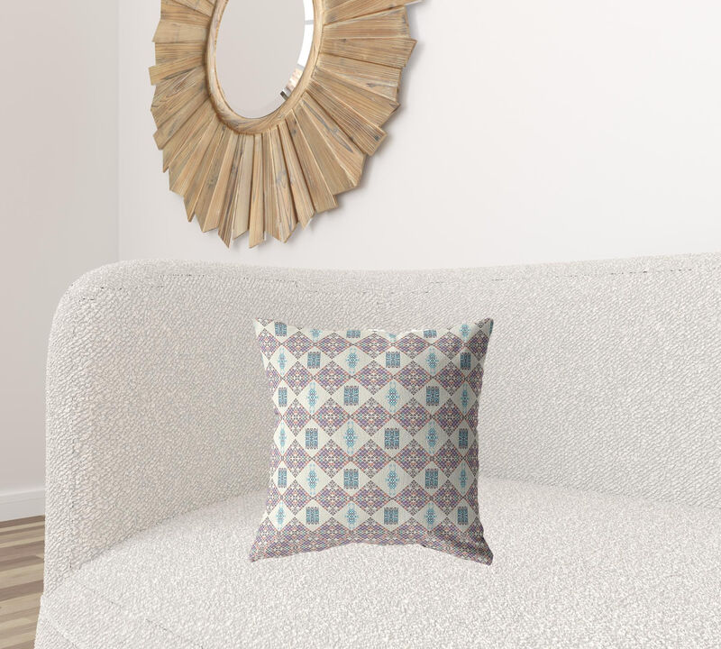 Hivvago 18" Pink Lattice Zippered Suede Throw Pillow