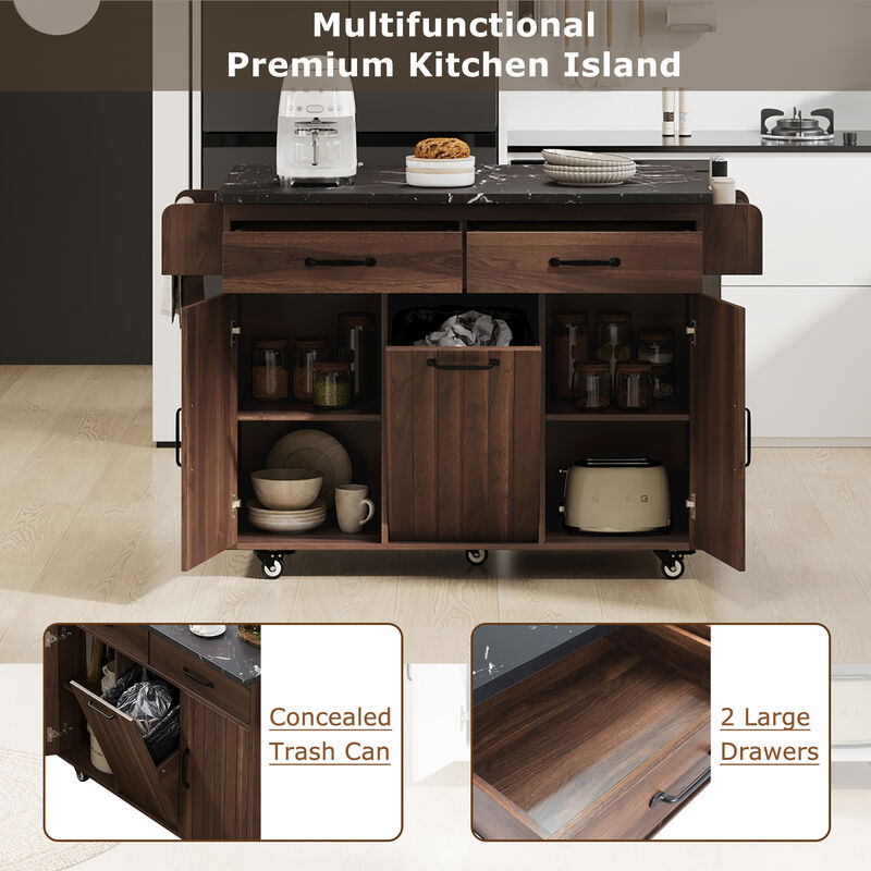 Merax Rolling Kitchen Island on Wheels with Adjustable Shelf