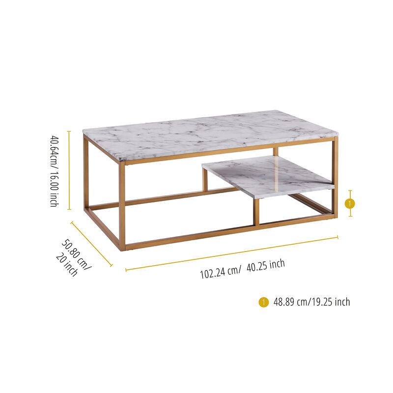Teamson Home - Marmo Coffee Table - Faux Marble / Brass