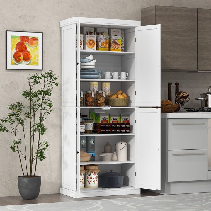 72.5" Tall Buffet Cabinet with 6-Tier Shelves and 4 Doors