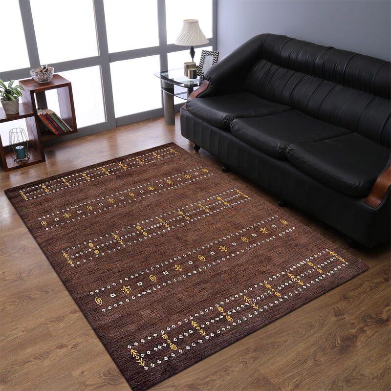 Rugsotic Carpets Hand Knotted Loom Wool 6'x9' Area Rug Contemporary Brown L00588