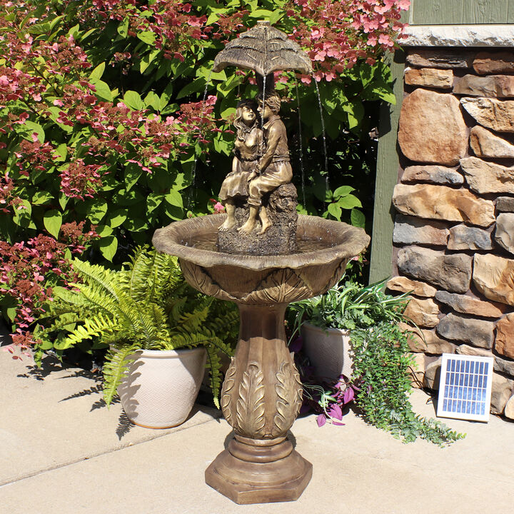 Sunnydaze Lovers Umbrella Solar Fountain with Battery/LED Lights - 43 in