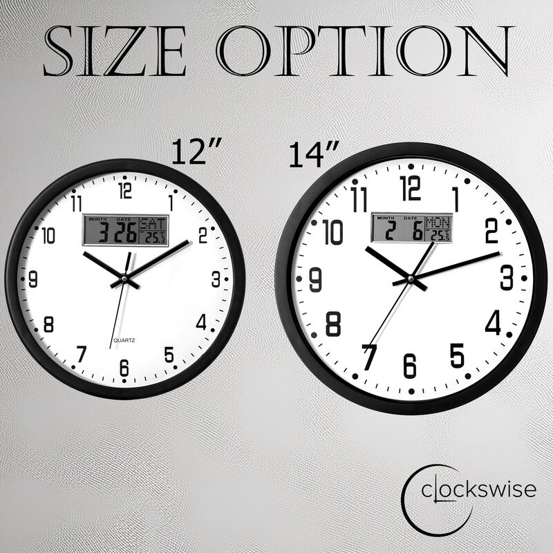 Clockswise 12-inch Wall Clock, Non-Ticking Analog