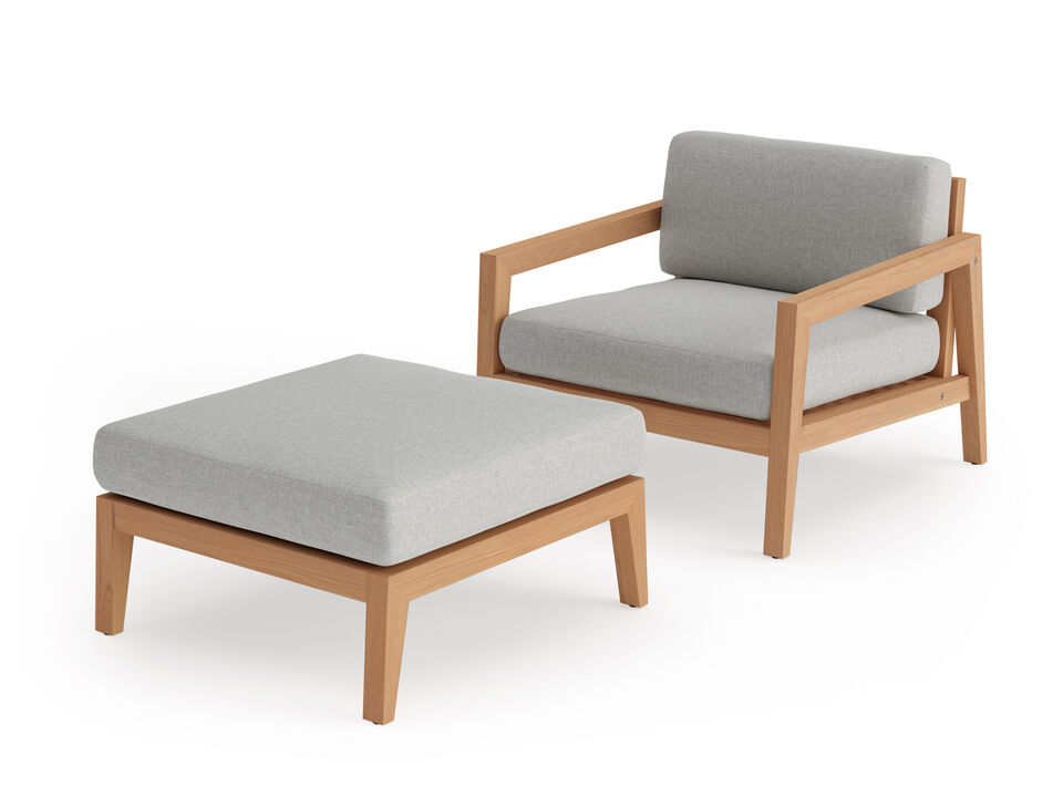 Rhodes Chat Chair with Ottoman - Aluminum