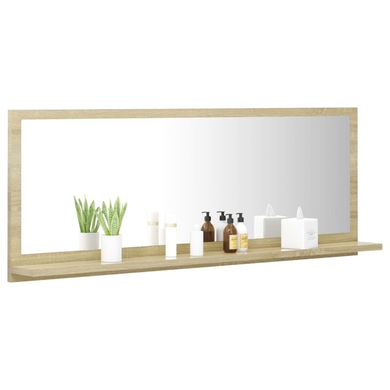 vidaXL Bathroom Mirror Sonoma Oak 39.4"x4.1"x14.6" Chipboard