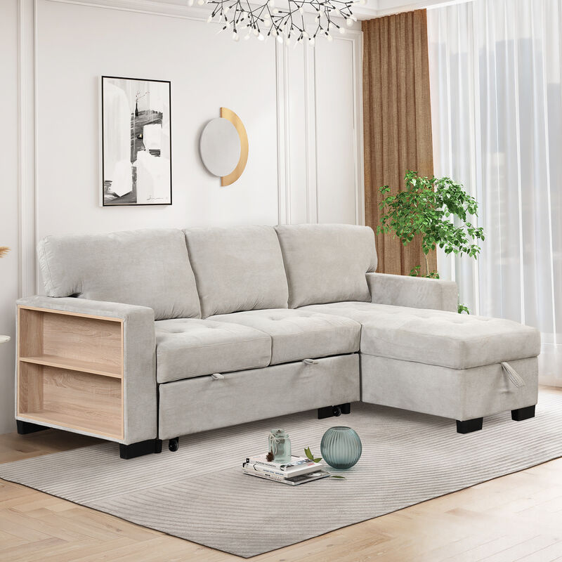 Merax Modern Chaise Lounge Sectional Sofa with Storage
