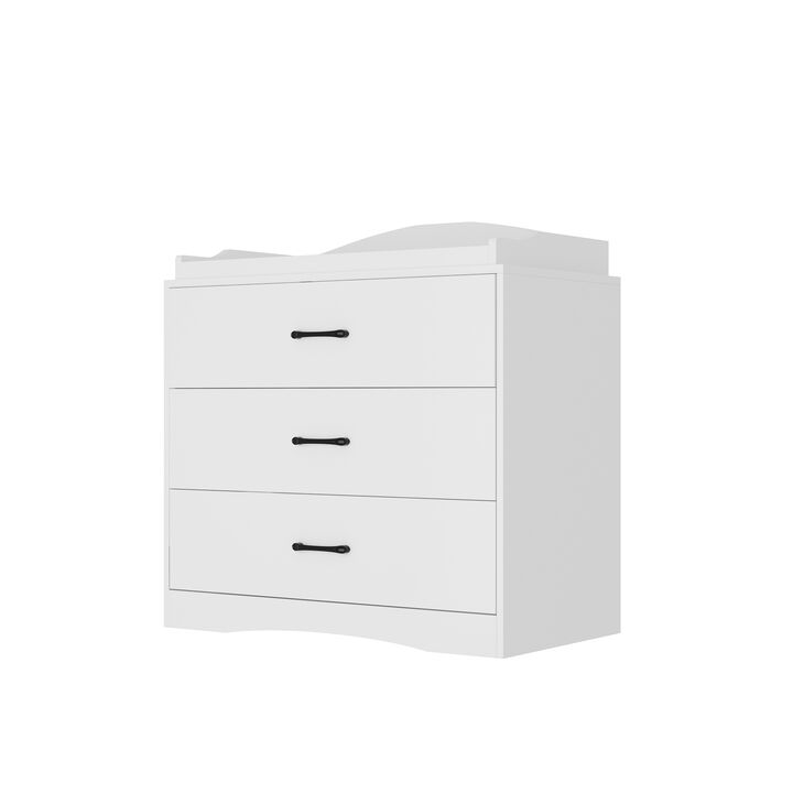 FUFU&GAGA 3-Drawer Dresser with Spacious Storage, Durable Construction, Modern Design, (35.4" W x 19.2" D x 35.4" H), White