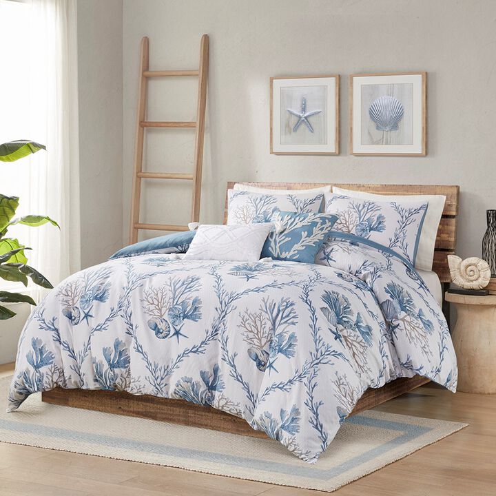 Gracie Mills Irvin Coastal 5-Piece Cotton Duvet Cover Set
