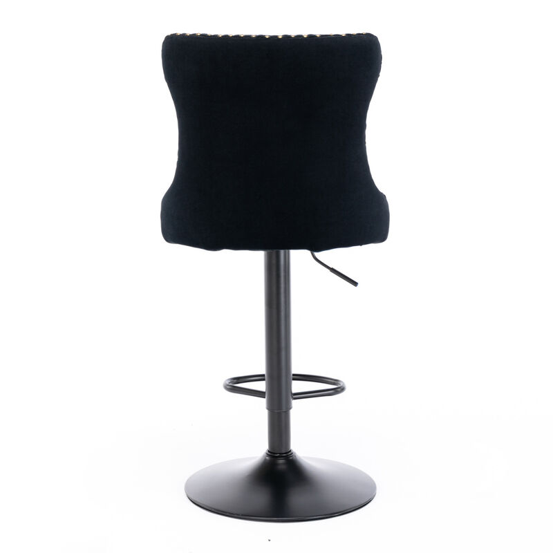 Swivel Velvet Barstools Adjusatble Seat Height From 25-33 Inch, Modern