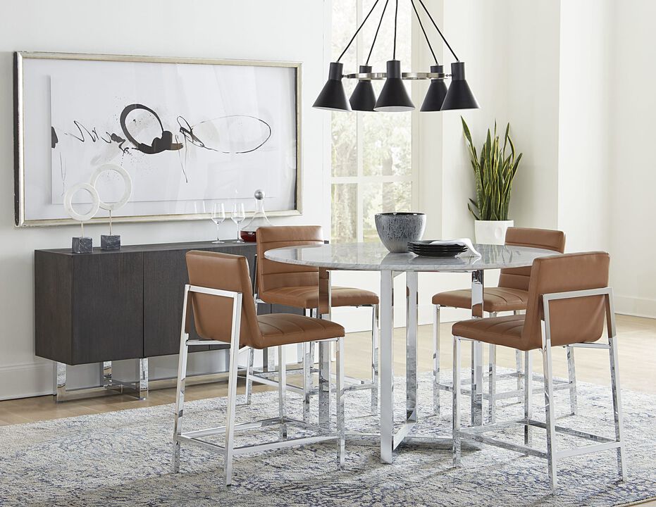 Modus Furniture International|Modus Direct Ship|Amalfi Mtl Bk Br Stl - Cgn/chr|Dining Leather Bs