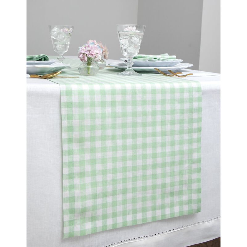 Solino Home 100% Pure Linen Table Runner | Gingham Check