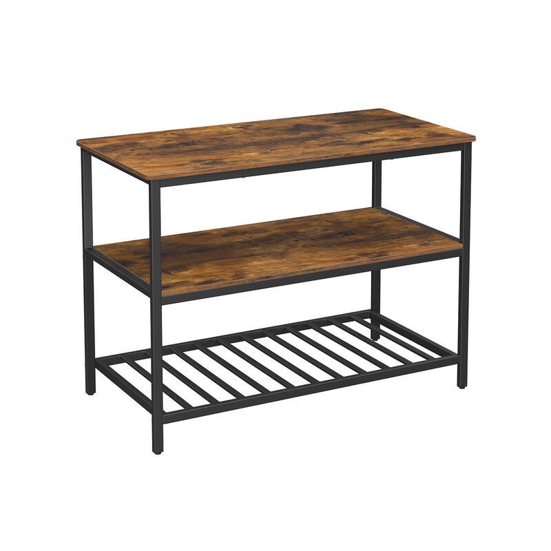 Kitchen Island with 3 Shelves and Large Worktop