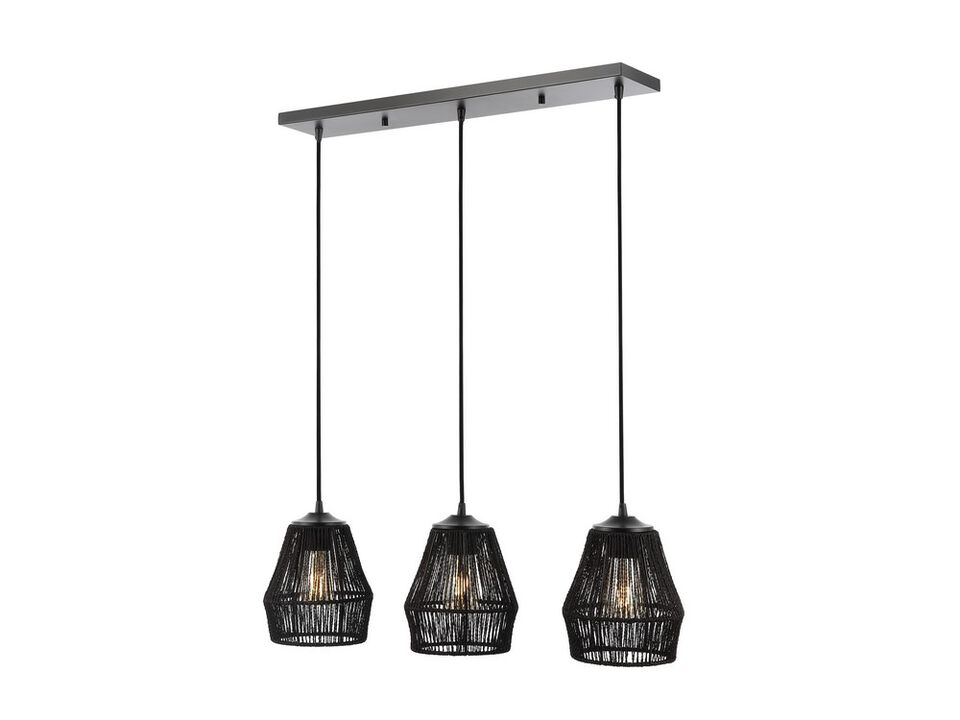 Ibiza 3-Light Woven Rope/Metal Bohemian Coastal LED Linear Pendant