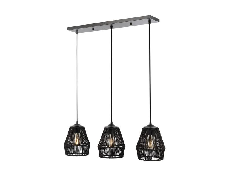 Ibiza 3-Light Woven Rope/Metal Bohemian Coastal LED Linear Pendant