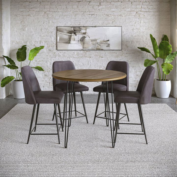 Jofran Mid-Century Modern Faux Leather Upholstered Counter Height Barstool (Set of 2)