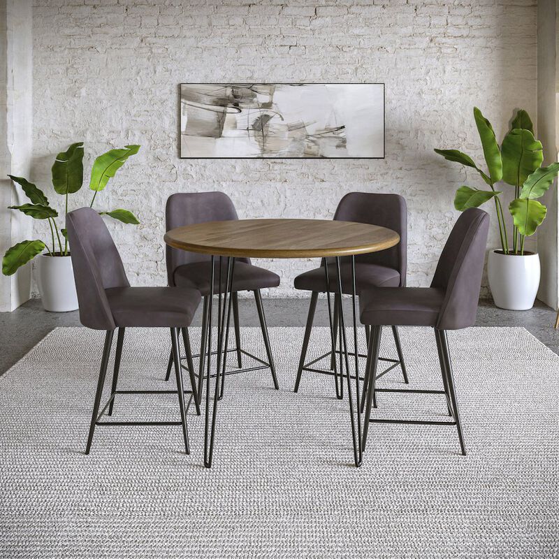 Jofran Mid-Century Modern Faux Leather Upholstered Counter Height Barstool (Set of 2)
