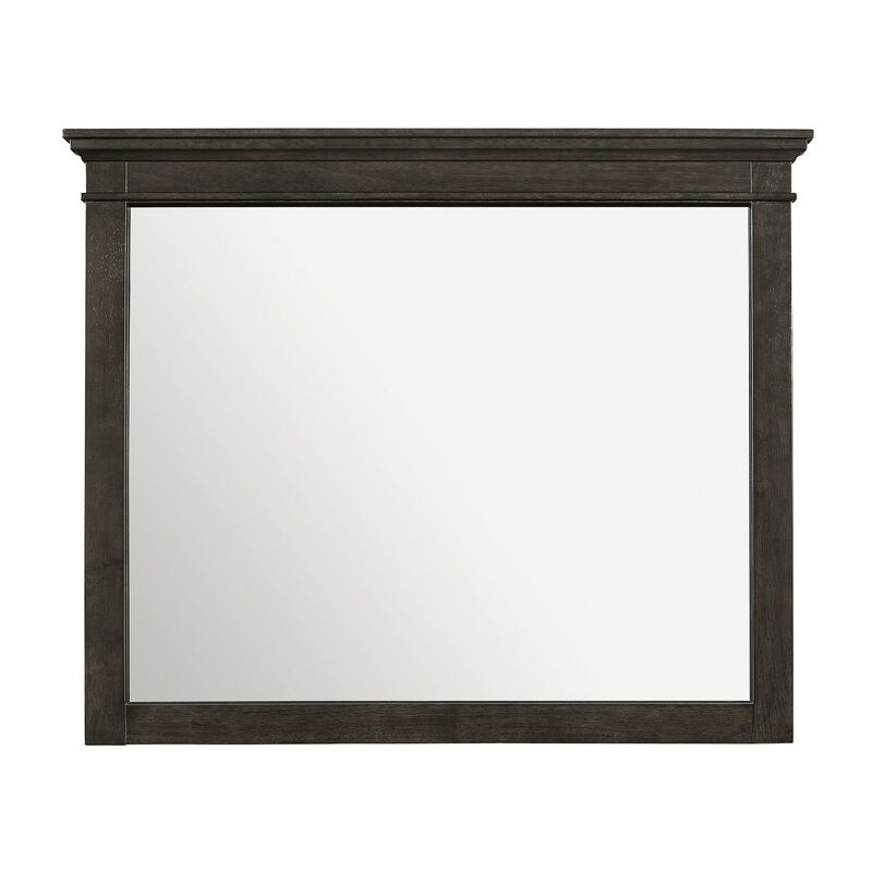 35 x 42 Inch Rectangular Wood Frame Dresser Mirror, Molded, Charcoal Gray - Benzara