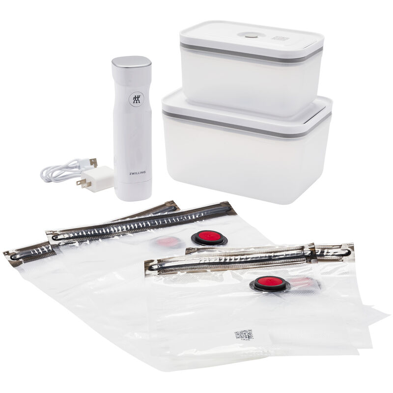 ZWILLING Fresh & Save 7-pc Vacuum Sealer Machine Starter Set, Sous Vide Bags, Meal prep, Airtight Food Storage Containers , Gift Set