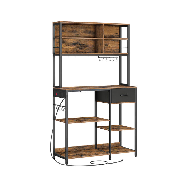 Bakers Rack with 12 Hooks: Versatile Storage and Display for Kitchen and Home