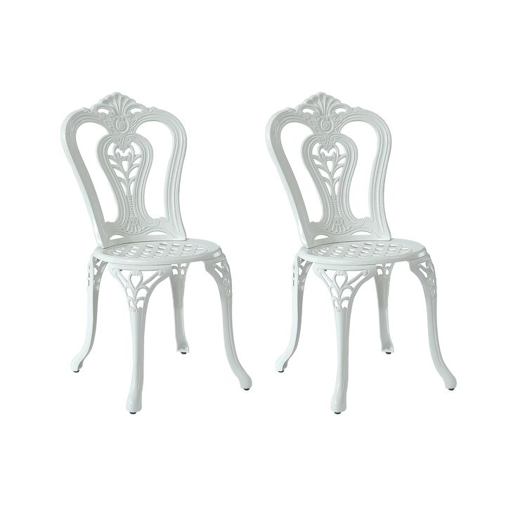 MONDAWE Antique Cast Aluminum Bistro Chairs Hollow Back (Set of 2)