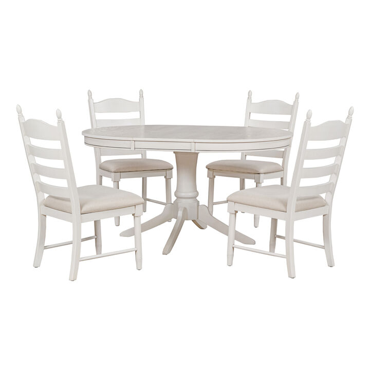 5-Piece Retro Functional Dining Table Set Wood Round Extendable Dining Table And 4