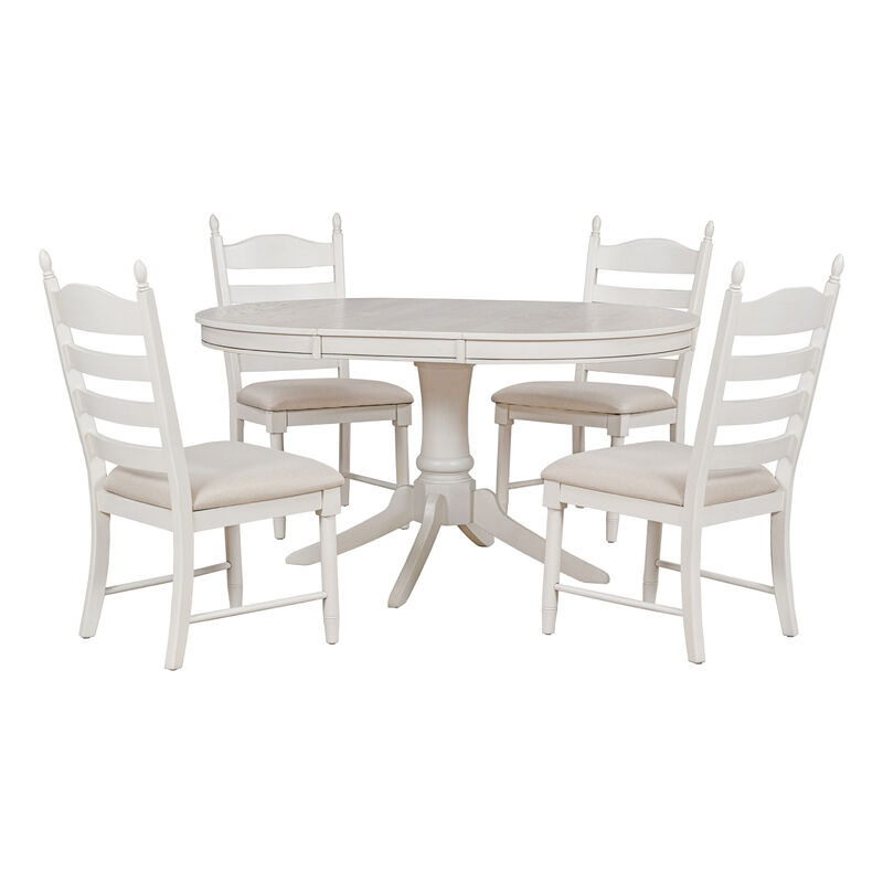 5-Piece Retro Functional Dining Table Set Wood Round Extendable Dining Table And 4