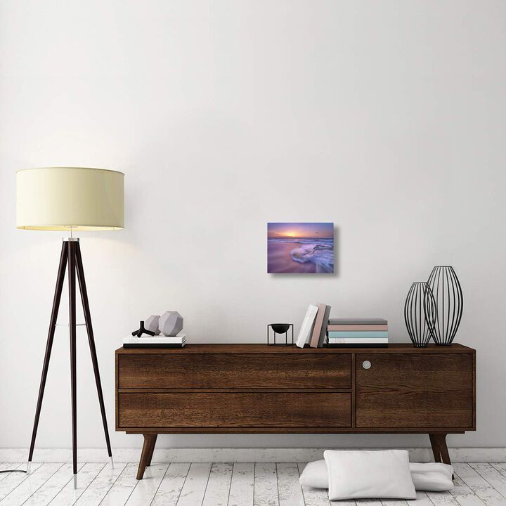 Sandy beach at sunset, Oahu, Hawaii-Canvas Art-16x12