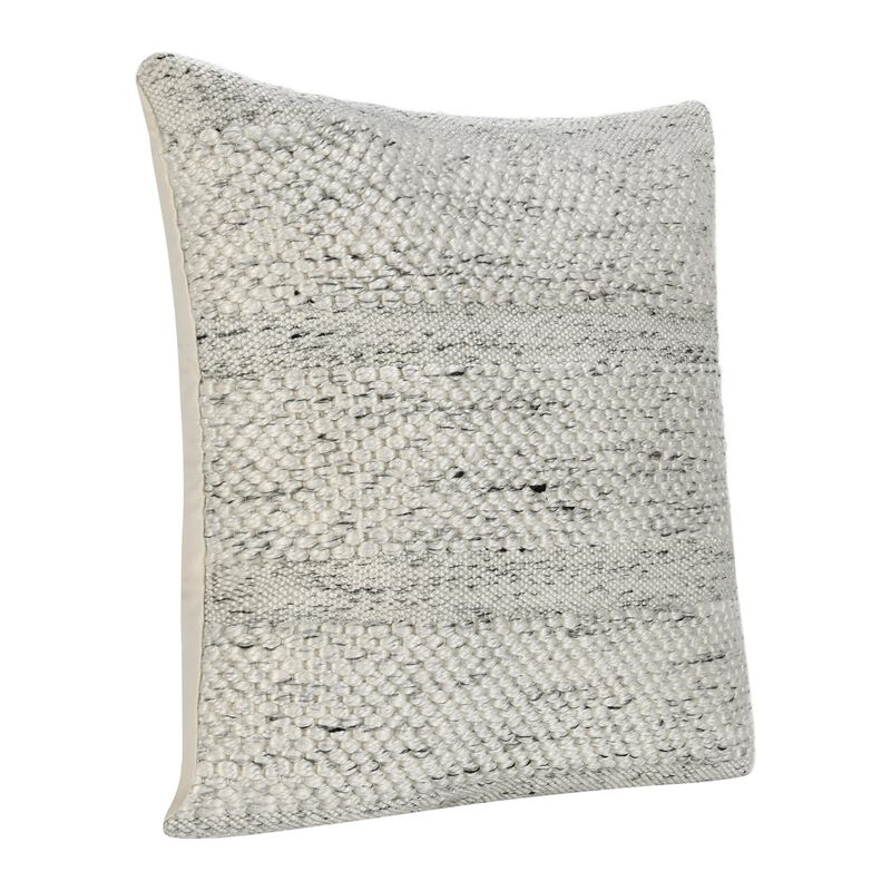 Dolu Throw Pillow, Hand Woven Texture, 24 Inch Recycled, Ivory White - Benzara