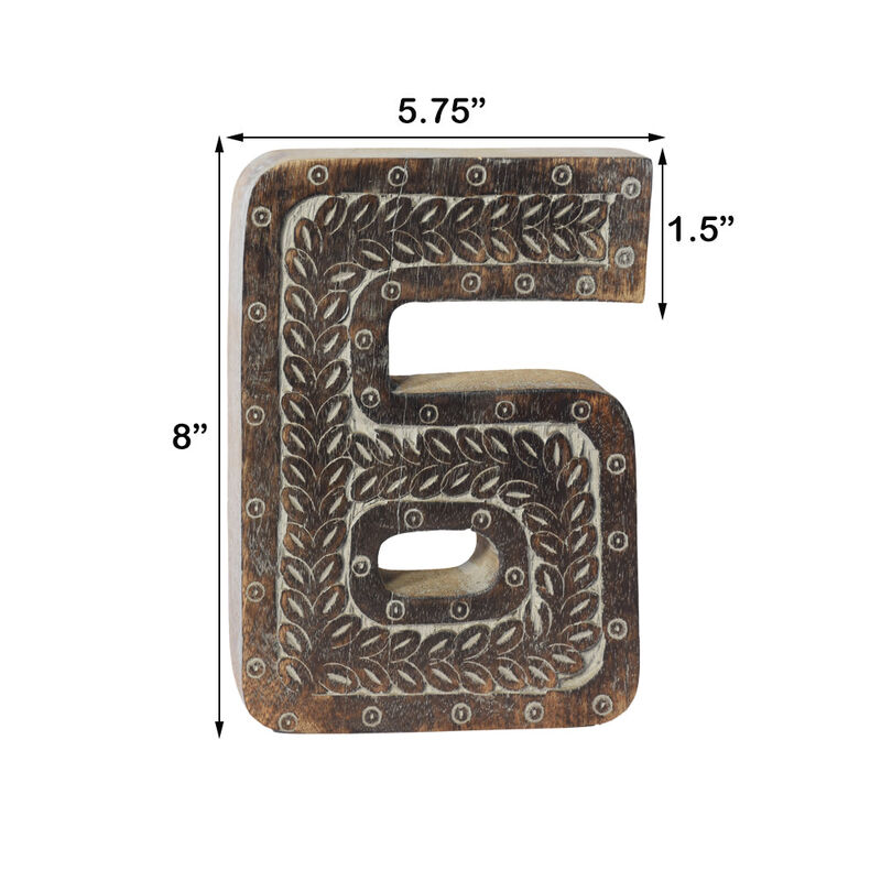 Vintage Gray Handmade Eco-Friendly "6" Numeric Number For Wall Mount & Table Top D�cor