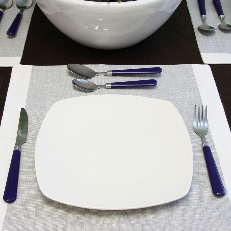 Gibson Sensations II 16 Piece Stainless Steel Flatware Set with Cobalt Handles and Chrome Caddy