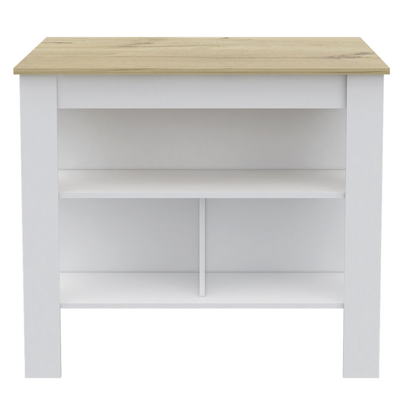 Streamdale Rockaway 3-Shelf Kitchen Island White And Light Oak