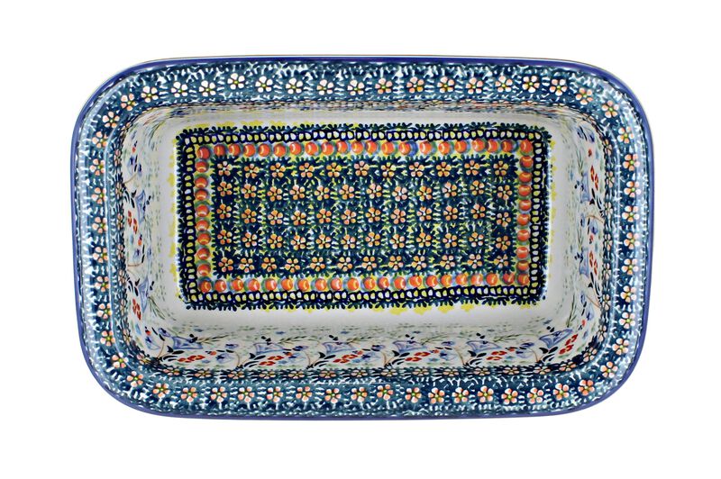 Blue Rose Polish Pottery Periwinkle Loaf Baker