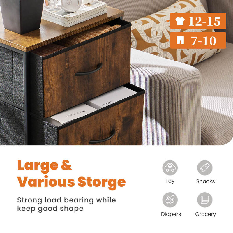 Drawers Dresser Chest Of Drawers, Metal Frame And Wood Top Brown