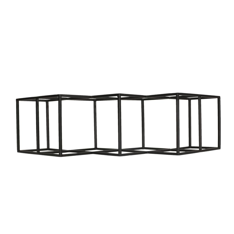 Wine Rack with Diamond Slots, 24 Inch Compact Design, Matte Black - Benzara