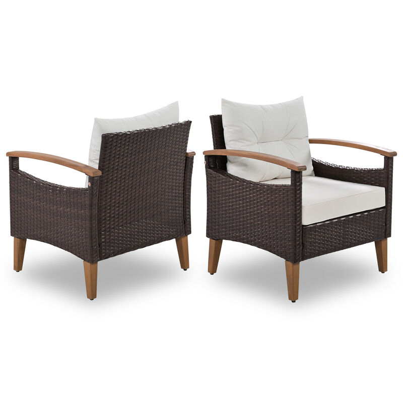 Merax 4-Piece Garden Furniture, Patio Seating Set, PE Rattan Outdoor Sofa Set