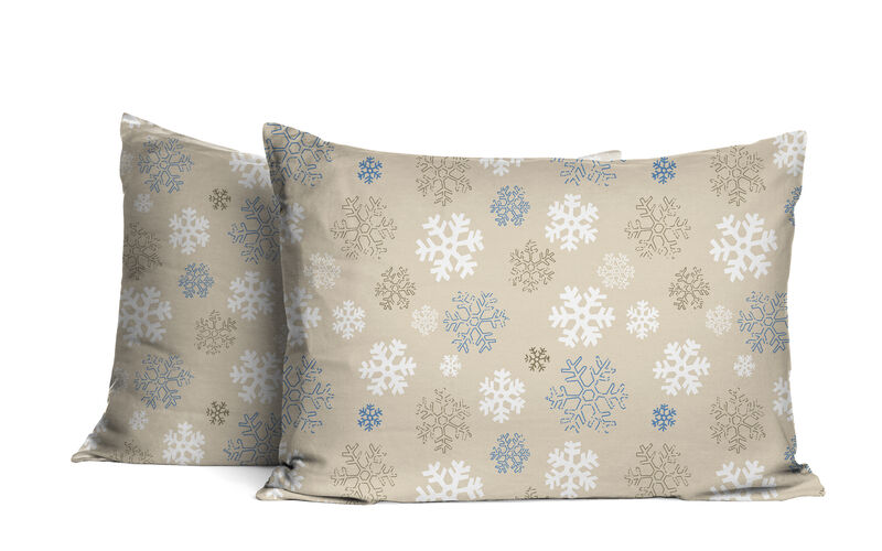 Pointehaven Heavy Weight 100% Cotton Snowflakes Brown Printed 170 GSM Flannel 4 pc Sheet Set, Full