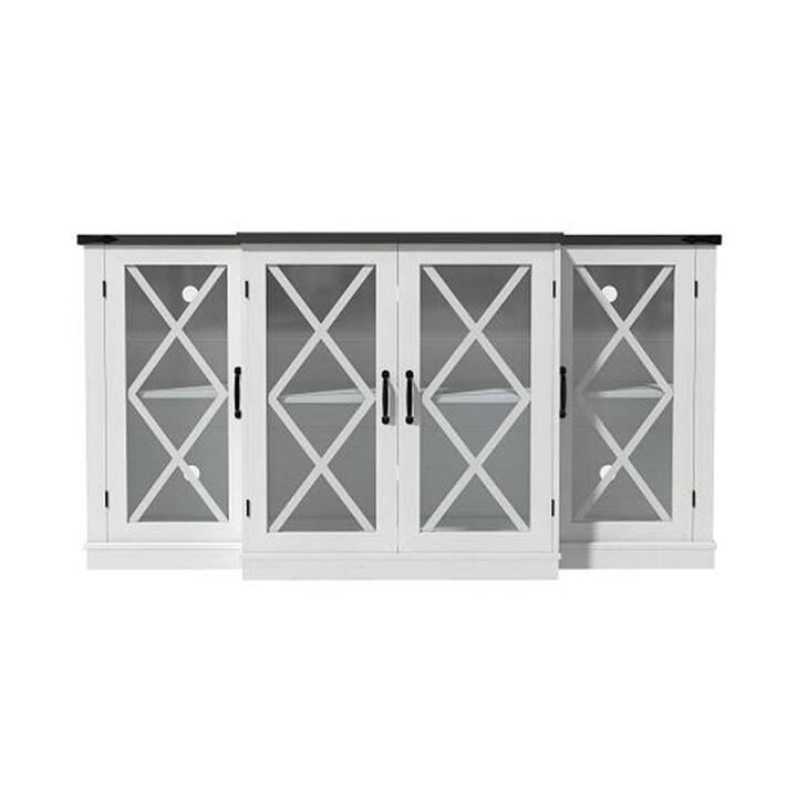 Mondawe Farmhouse 63 Inch TV Stand,Living Room Wooden Media TV Console