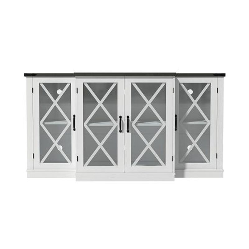 Mondawe Farmhouse 63 Inch TV Stand,Living Room Wooden Media TV Console
