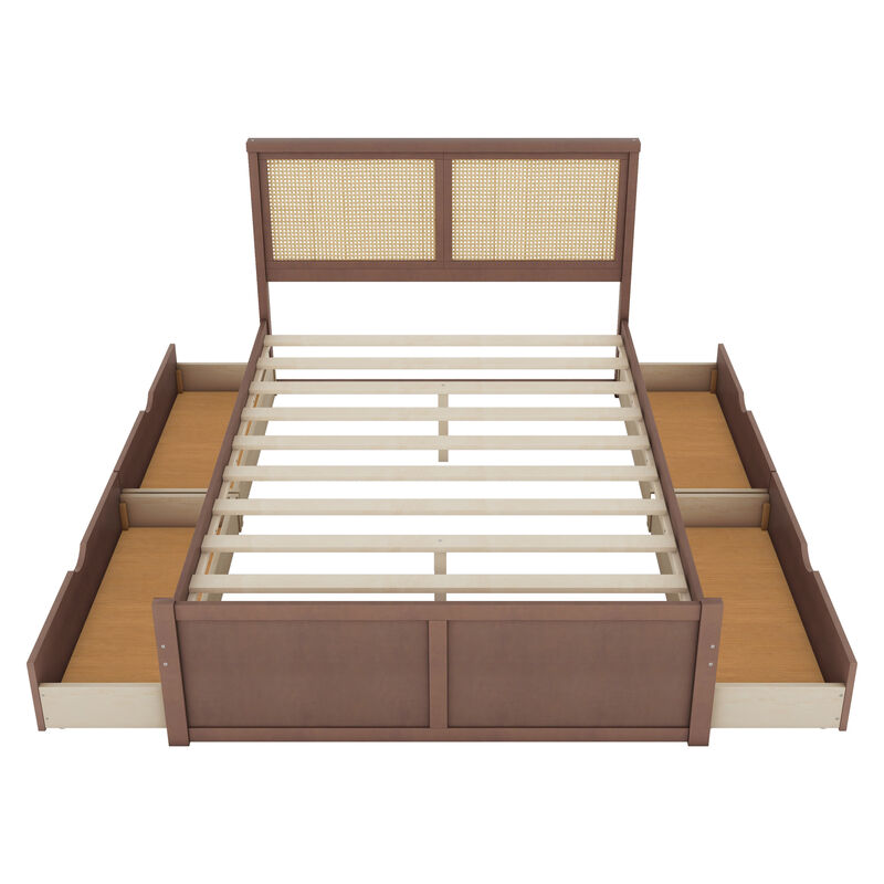 Merax Wood Storage Platform Bed with 4 Drawers
