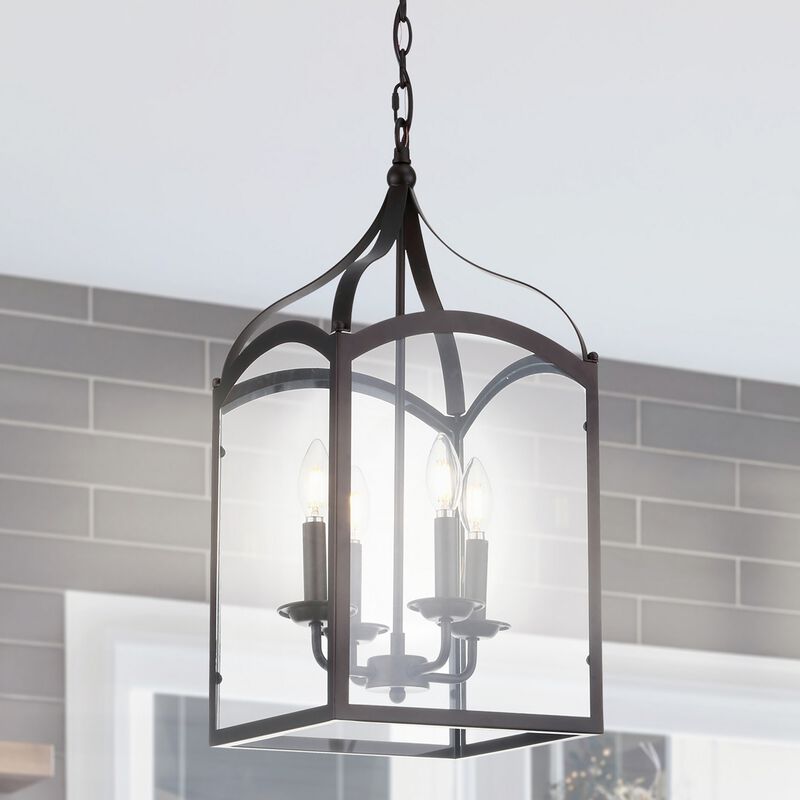 Ruth 4-light Traditional Classic Lantern Metal/Glass LED Pendant