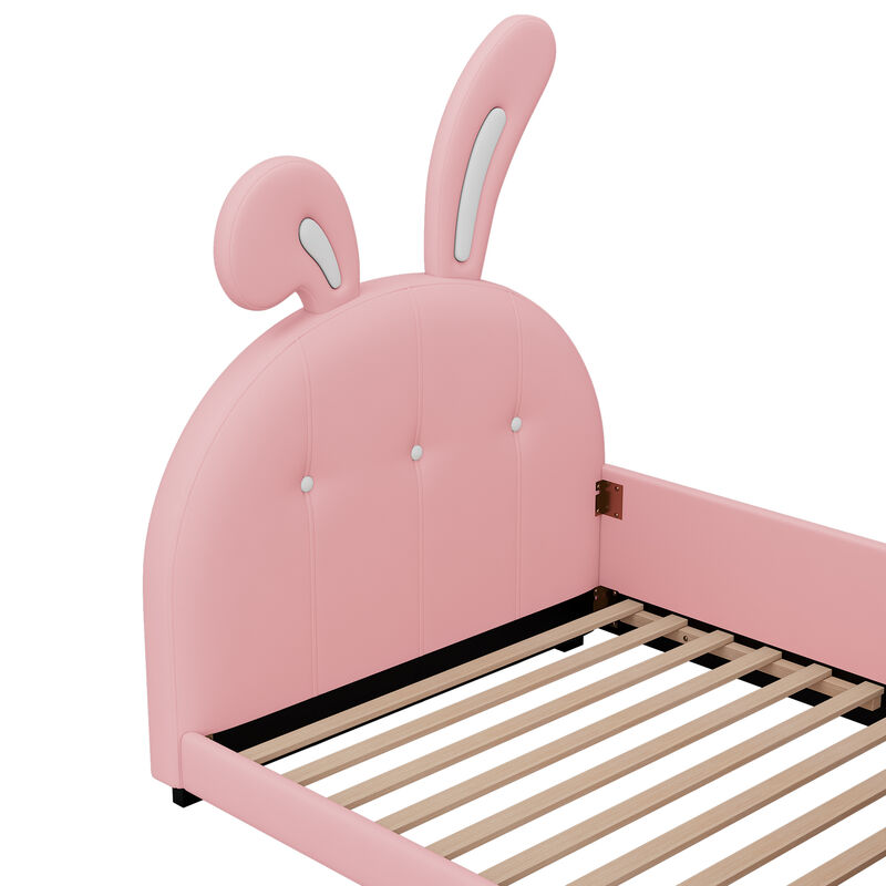 Merax PU Leather Platform Bed for Kids Childern