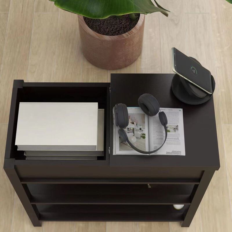 Narrow Sided Table With Drawers And Bottom Partition In Flip Over Design