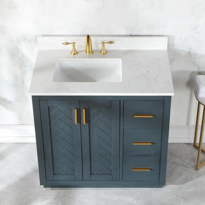 Altair 36 Single Bathroom Vanity Set in Classic Blue without Mirror