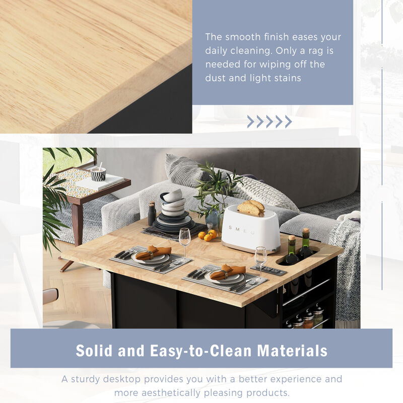 Streamdale Kitchen Storage Island with Power Outlet and Wine Rack