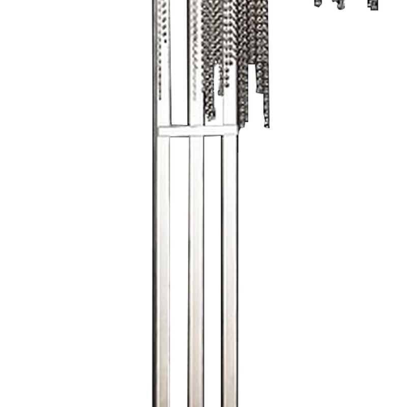 61 Inch Floor Lamp, 3 Crystal Cascade Style Shade, Chrome Finished Metal-Benzara
