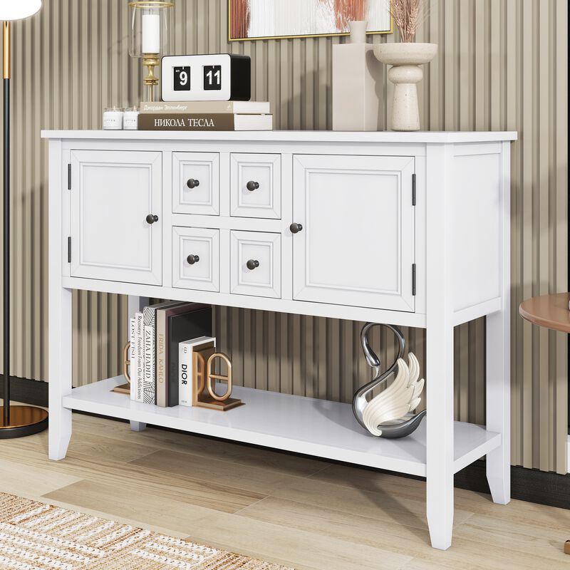 46" Console Table Buffet Sideboard Storage Drawers Cabinets Sofa Tables, White